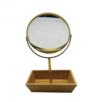 Bamboo table double side cosmetic mirror