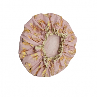 Golden stampped Double layer Waterproof  shower cap