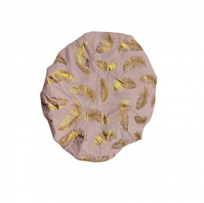 Golden stampped Double layer Waterproof  shower cap
