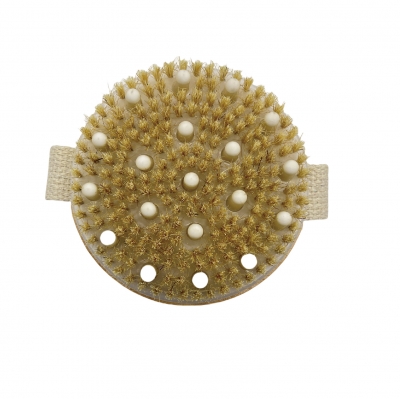 Hand grabbing round massage bath brush