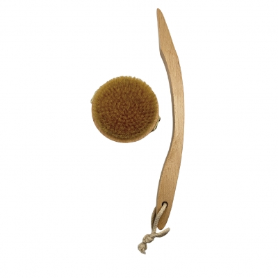 Bamboo bath brush with long bended handle