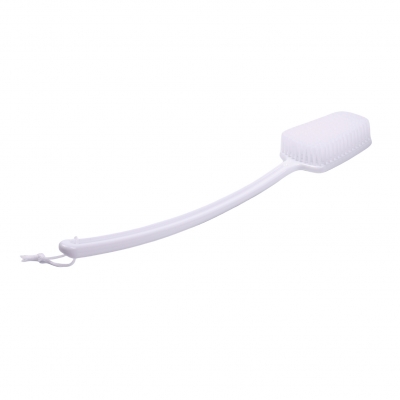 Bath brush with curved handle