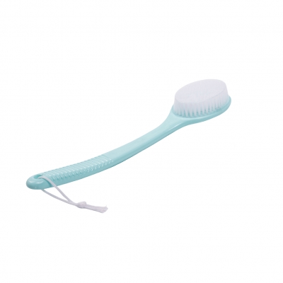 Bath brush with curved handle