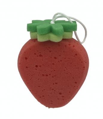 Bath sponge strawberry shaped