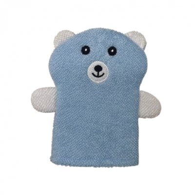 Bath gloves with teddybear logo